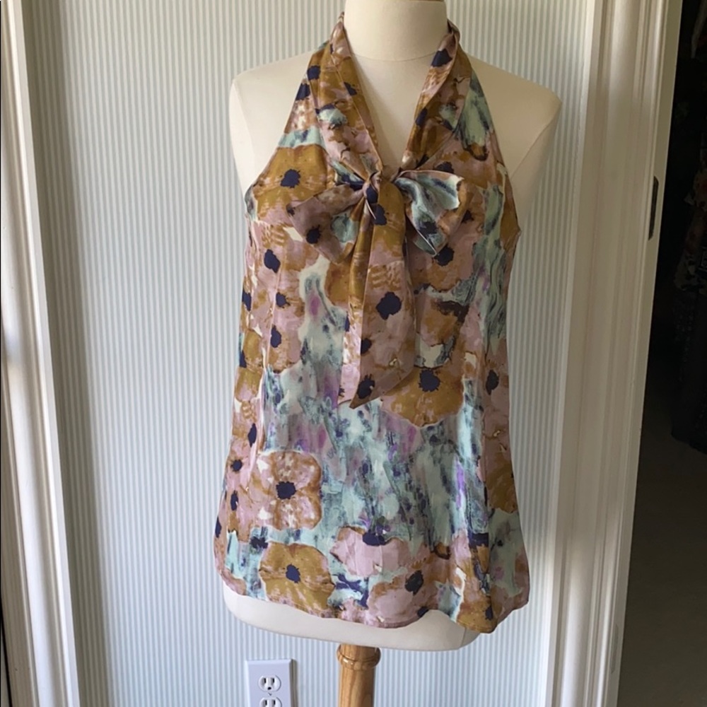 Theory, tie neck blouse